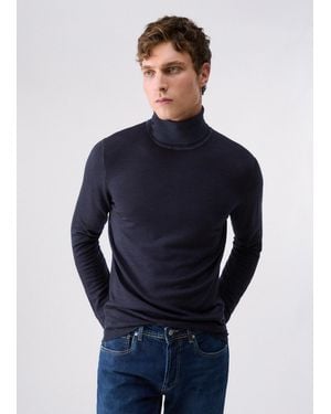 Liu Jo Rollkragenpullover Stonewash Aus Wolle Merino - Blau