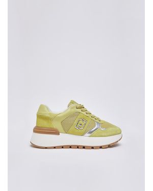 Liu Jo Sneakers À Plateforme En Daim Et Maille Filet - Vert