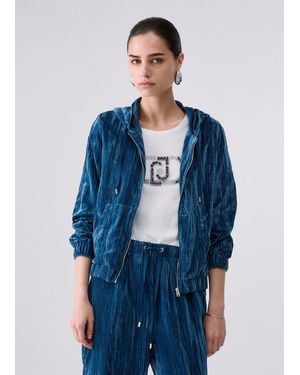 Liu Jo Sudadera De Terciopelo Con Capucha - Azul
