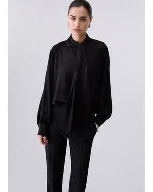 Liu Jo Satinbluse Mit Schleife - Schwarz
