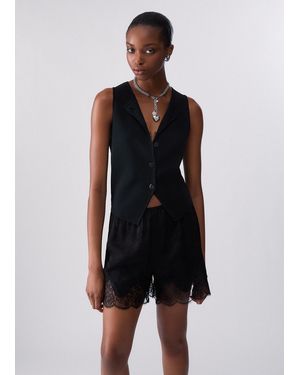 Liu Jo Gilet En Maille Avec Détail En Dentelle - Noir