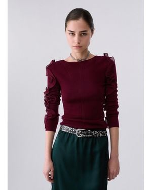 Liu Jo Pull En Laine Avec Volants - Rouge