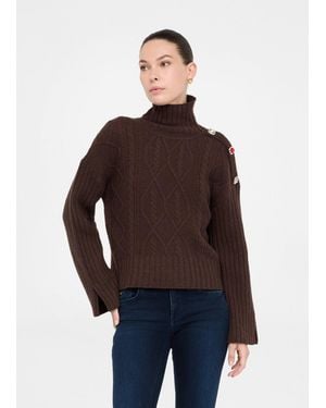 Liu Jo Liu Jo Pull À Col Roulé En Laine Avec Boutons Bijoux - Rouge