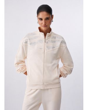 Liu Jo Sudadera Con Cremallera Y Aplicaciones - Neutro