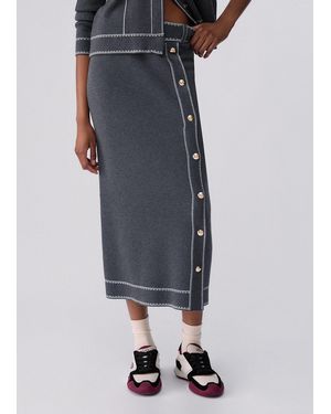 Liu Jo Falda Midi De Mezcla De Seda - Gris