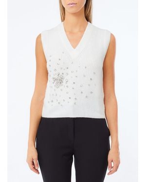 Liu Jo Top De Lana Con Strass - Blanco