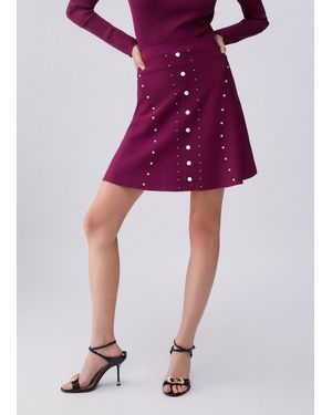 Liu Jo Falda De Punto Con Tachuelas - Rojo