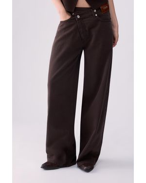 Liu Jo Pantalone Straight Con Cintone Asimmetrico - Nero