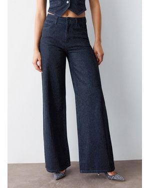 Liu Jo Liu Jo Jean Palazzo Entièrement Orné De Strass - Bleu