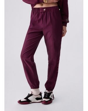 Liu Jo Pantalones Jogger Con Tape Con Logo - Morado