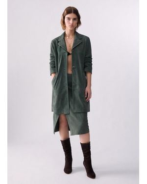 Liu Jo Lange Wildlederjacke - Grün