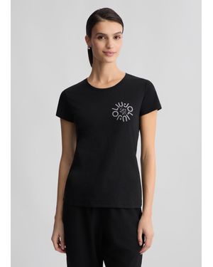 Liu Jo Liu Jo T-shirt Con Logo E Strass - Nero