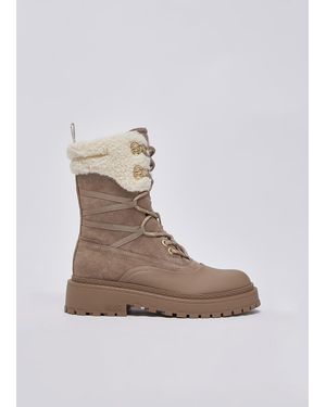 Liu Jo Schnürboots Aus Veloursleder Mit Detail Teddy - Braun