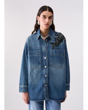 Liu Jo Sobrecamisa De Denim Con Bordado De Joyas - Azul