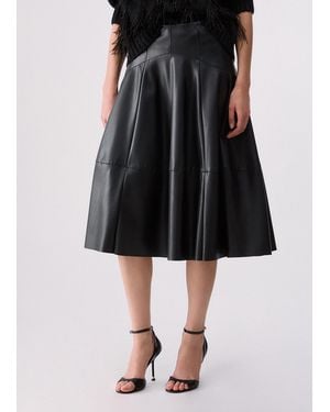 Liu Jo Falda Midi De Tejido Revestido - Negro