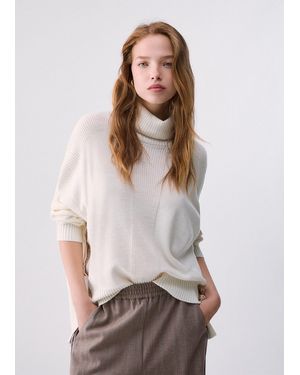 Liu Jo Col Roulé En Mélange De Laine Avec Boutons - Blanc