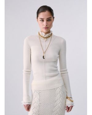 Liu Jo Cuello Alto De Lana Con Volantes - Blanco