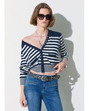 Liu Jo Pull Col V Avec Strass - Gris