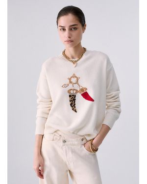 Liu Jo Suéter De Lana Jacquard Con Charm - Rosa