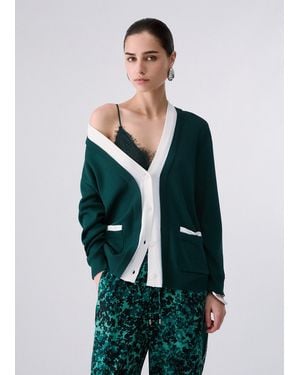 Liu Jo Cardigan Bicolore - Vert