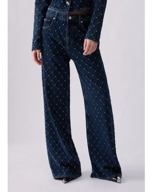 Liu Jo Jeans Rectos Matelassé Con Strass - Azul