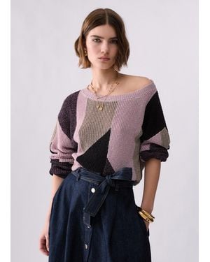 Liu Jo Pull Avec Incrustations Lamé - Bleu