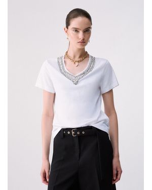 Liu Jo T-Shirt Con Detalles Joya - Blanco