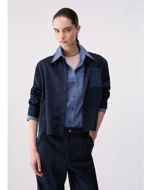 Liu Jo Camisa Rayada Con Bolsillo - Azul