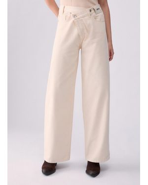 Liu Jo Pantalone Straight Con Cintone Asimmetrico - Rosa