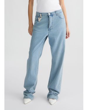 Liu Jo Liu Jo Jeans Straight Con Charm Gioiello - Blu