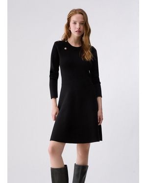 Liu Jo Robe Évasée En Maille - Noir