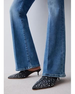 Liu Jo Sabot Aus Denim Mit Schmucksteinen - Weiß