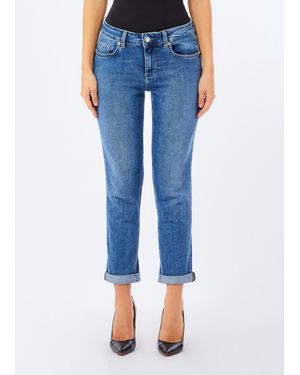 Liu Jo Jeans Pitillo Con Vuelta - Azul