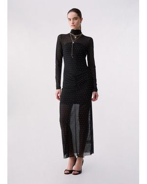 Liu Jo Robe Longue En Tulle Avec Strass - Noir