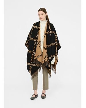 Liu Jo Liu Jo Poncho Con Logo E Frange - Nero