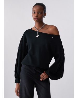Liu Jo Pullover Mit Spitzeneinsätzen - Blau