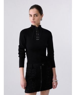 Liu Jo Pullover Mit Schnüren - Schwarz