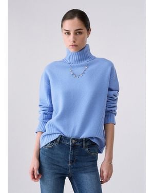 Liu Jo Rollkragenpullover Aus Wolle - Blau