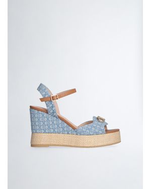 Liu Jo Liu Jo Sandali Zeppa In Denim Monogram - Blu
