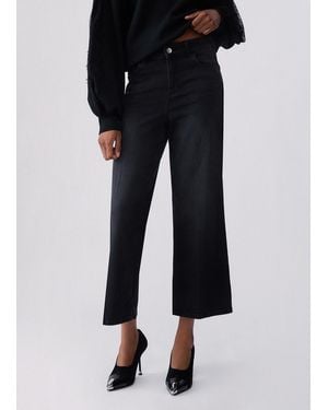 Liu Jo Pantalones De Campana Recortados - Negro