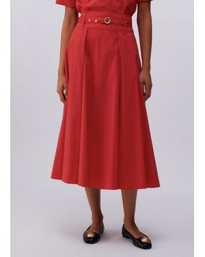 Liu Jo Falda Midi De Popelina - Rojo