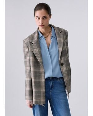 Liu Jo Blazer Check Con Dettagli - Blu