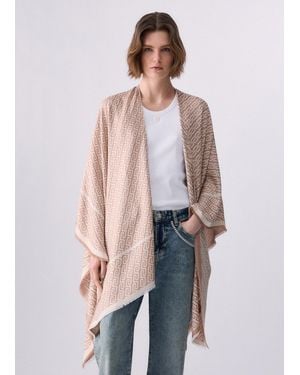 Liu Jo Poncho Con Logo Jacquard - Neutro