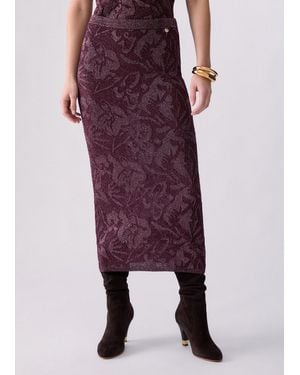 Liu Jo Falda Midi De Encaje Lamé - Morado