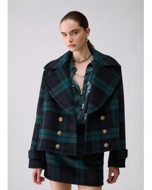 Liu Jo Kurzer Zweireihiger Tartan-Mantel - Mehrfarbig