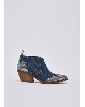 Liu Jo Bottines Texanes En Denim - Bleu