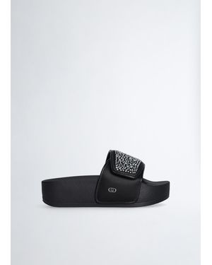 Liu Jo Liu Jo Ciabatte Platform Con Strass - Bianco