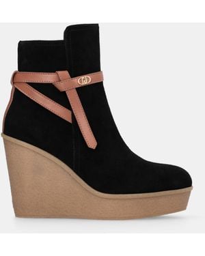 Liu Jo Liu Jo Bottines En Daim Avec Semelle Compensée - Noir