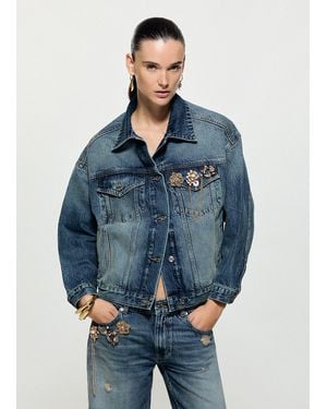 Liu Jo Jacke Aus Denim Mit Spille Schmuck - Blau