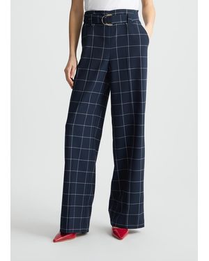 Liu Jo Liu Jo Pantaloni Gessati A Vita Alta - Blu